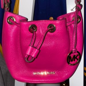 Micheal Kors hot pink drawstring crossbody/purse